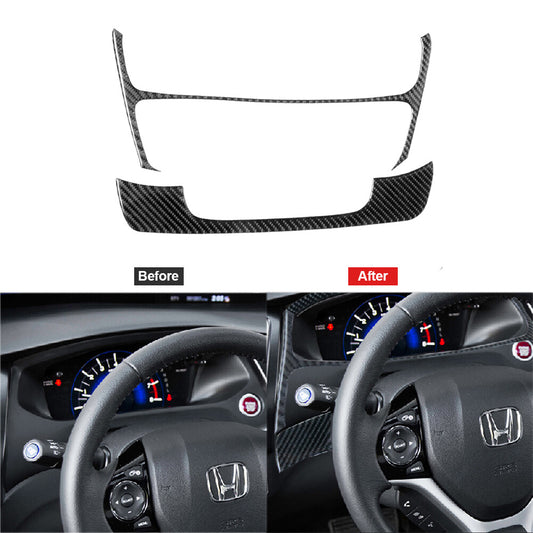 2X Carbon Fiber Speedmeter Below Frame Trim Cover Fit for Honda for Civic Coupe