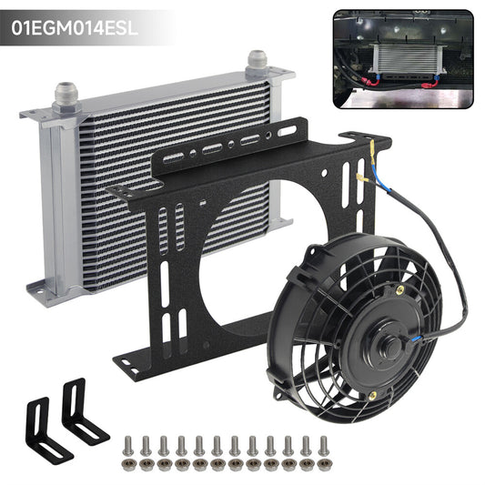 Universal 25 Row AN10 Engine Oil Cooler + 7 Fan Kit New Mounting Bracket Kit SL