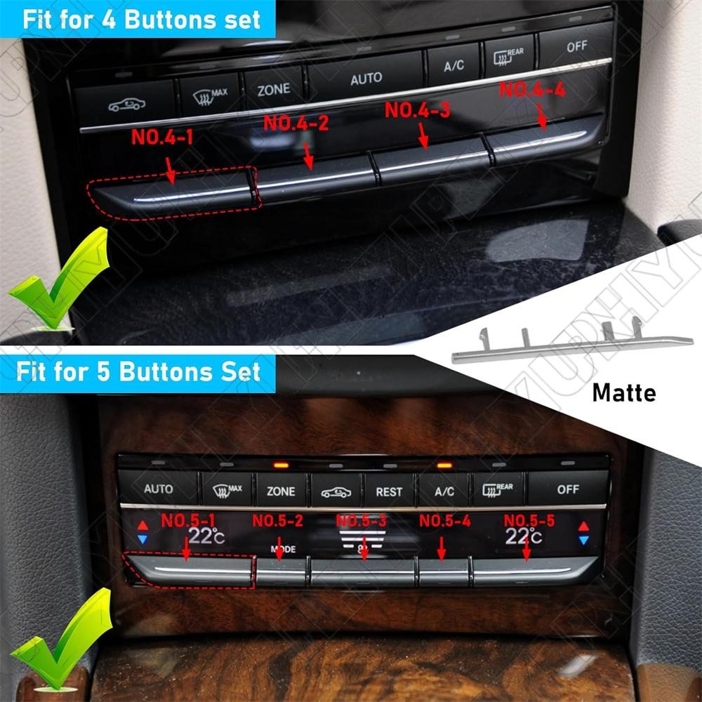 For 08-14 for Mercedes-Benz W212 Left Center A/C TEMP Switch Button Trim Strip Matte