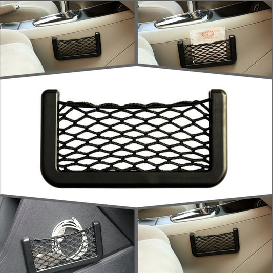 Car Black Storage Mesh Net Resilient String Phone Bag Holder Panel Storage Bag