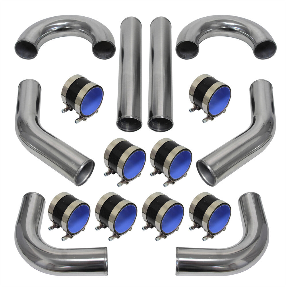 3.15 80mm Aluminum Universal Intercooler Turbo Piping pipe Kit +Black hose kits