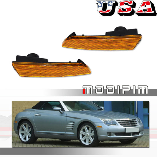 2-Piece Amber Front Marker Light Housing Kit for 04-08 for Chrysler Crossfire SRT-6