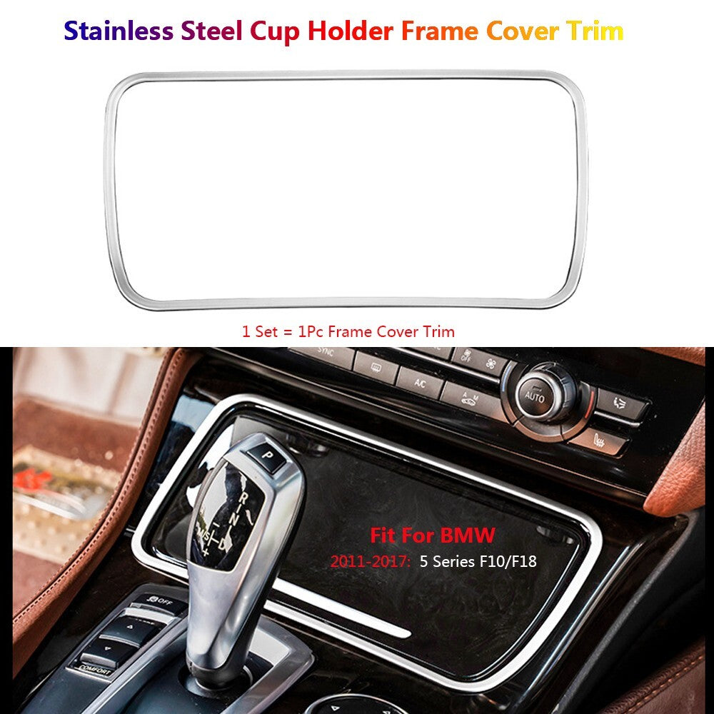 Stainless Steel for BMW 5 Series F10 F11 Car Cup Holder Cover Trim Accessories