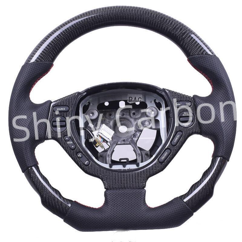 Glossy carbon fiber steering wheel cover with CFTrim for Nissan GT-R R35 2007-2016