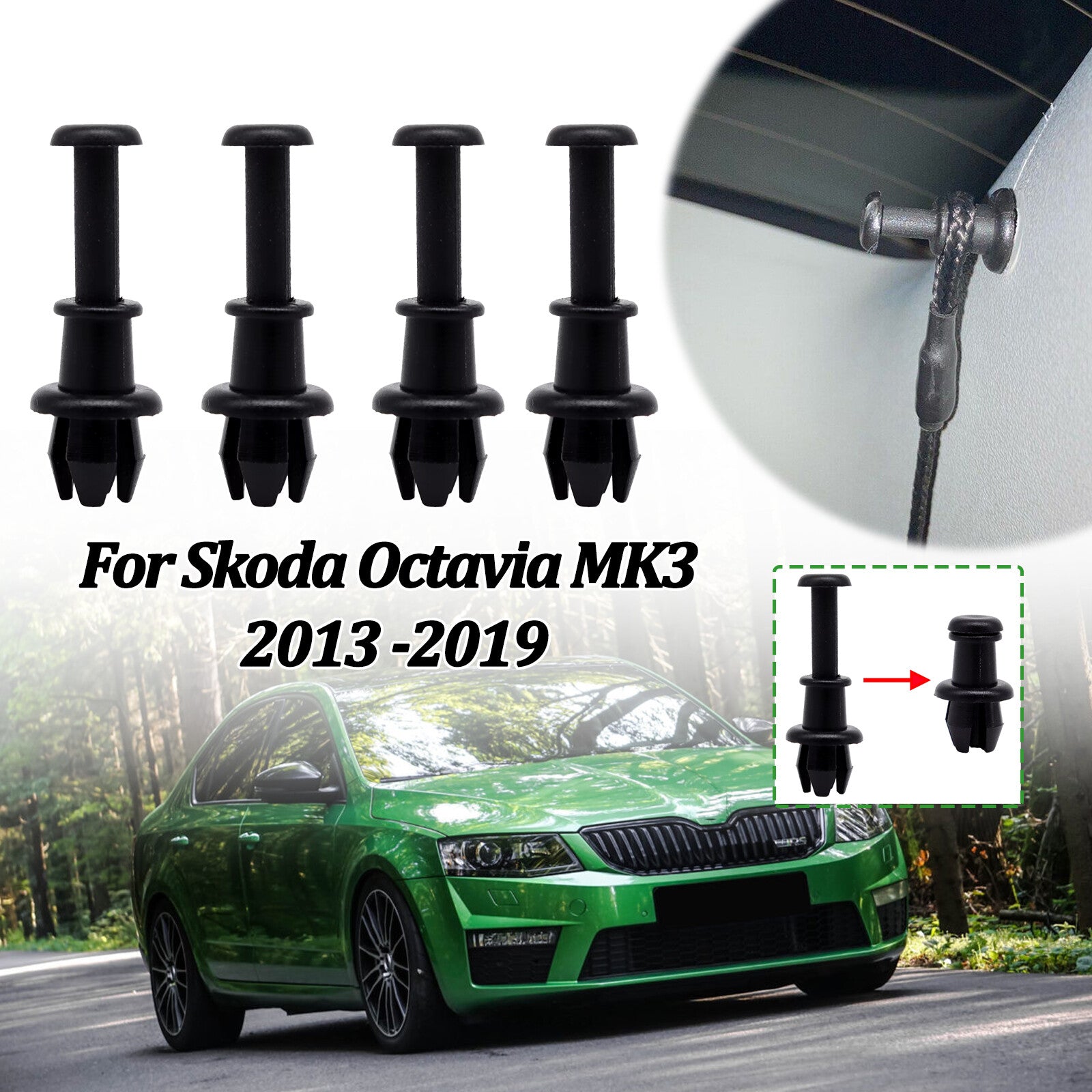 4Pc Boot Trunk Parcel Shelf Tray String Clips Hook Pivot for Skoda Octavia MK3