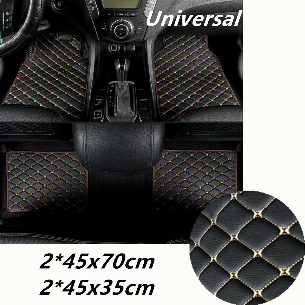 4-Piece Polyurethane Synthetic Leather Car Floor Mats with Quilted Design and Waterproof Lining - Carpet Parts