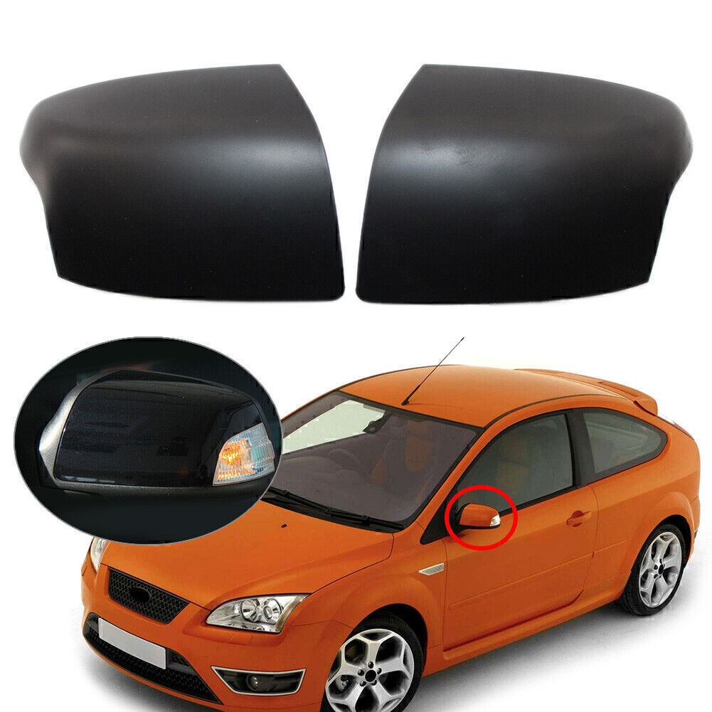 Spiegelkappen Au?enspiegelkappe Matt-schwarz Paar f¨¹r for Ford Focus 2005-2008