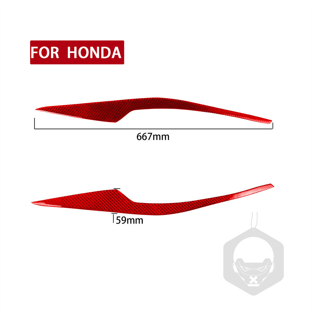 2¡ÁRed Carbon Fiber Front Headlight Eyelids Eyebrow Trim for Honda CR-V 2007-2011