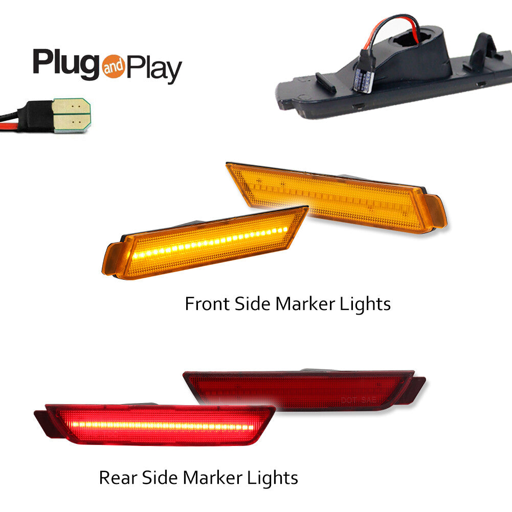 Amber and red front and rear LED side marker lights for Chevrolet Camaro 2010-2015