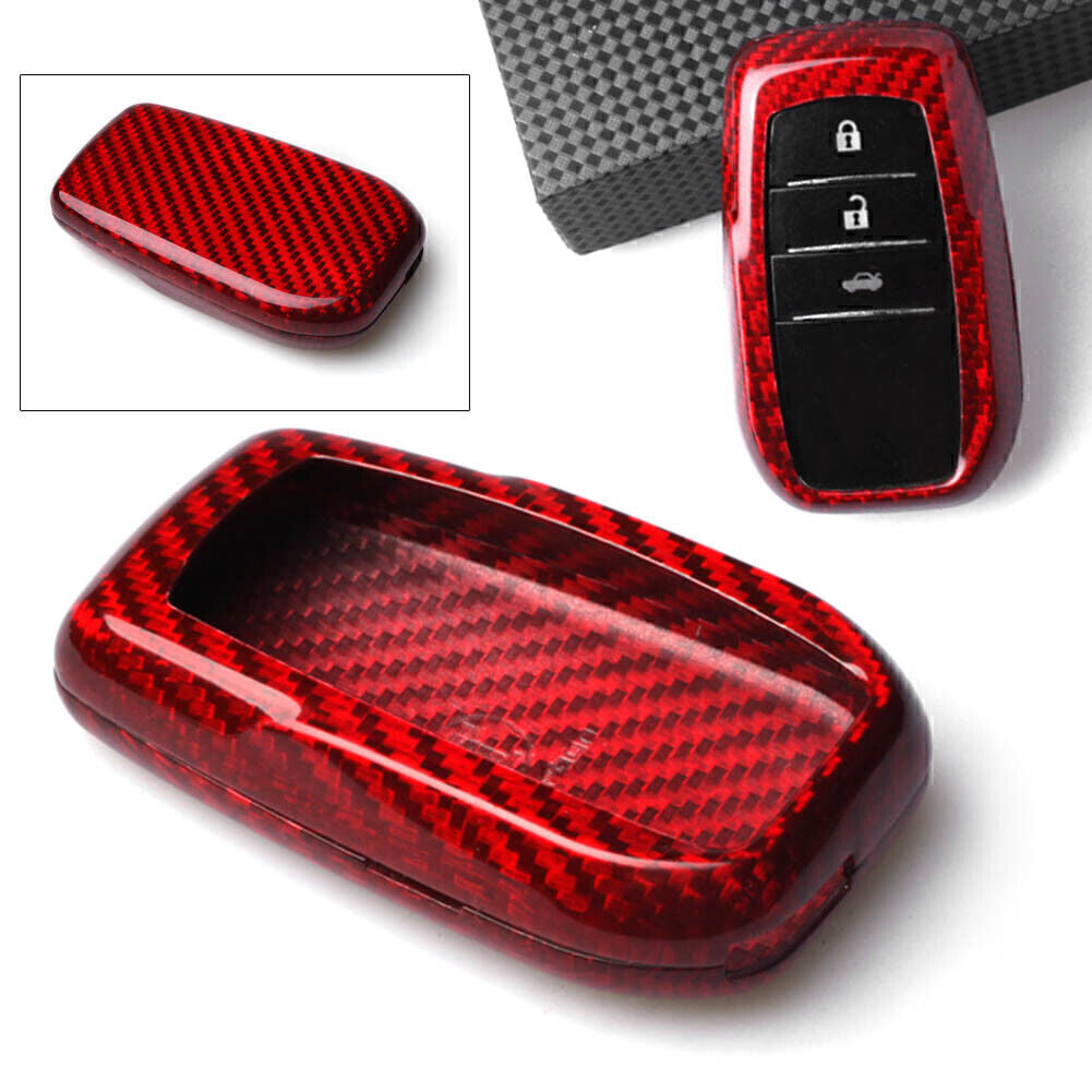 Red Real Carbon Fiber Remote Car Key Cover Case for Toyota for Corolla for Camry Crown