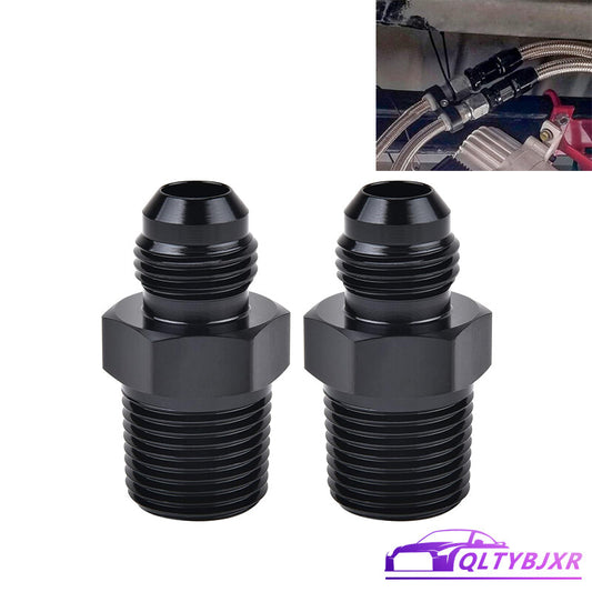 2Pcs 3/8 NPT to 6AN Adapter Pipe Thread to AN6 Male Flare Fitting Black