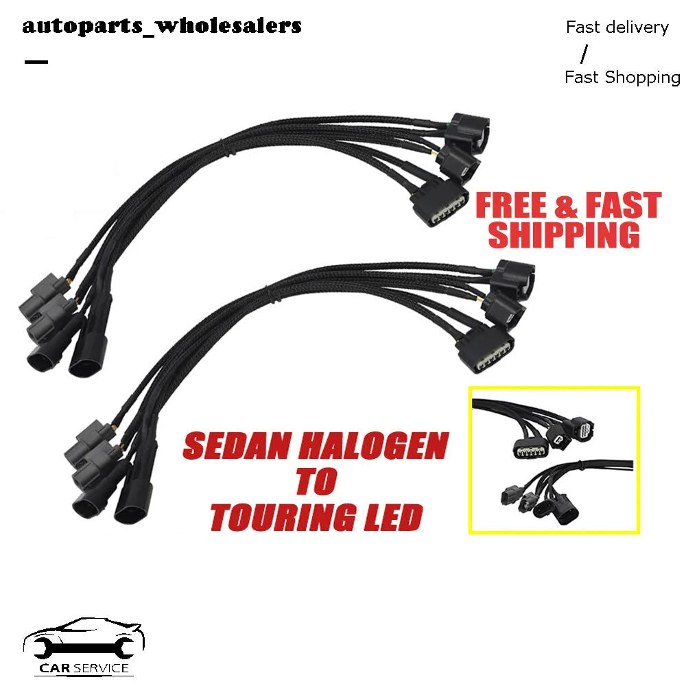 Headlight adapter wiring harness suitable for 2016 Accord sedans, halogen to LED.