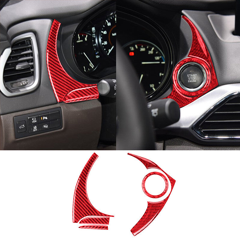5Pcs Red Carbon Fiber Dashboard Speedometer Cover Trim for Mazda CX-9 2016-2022