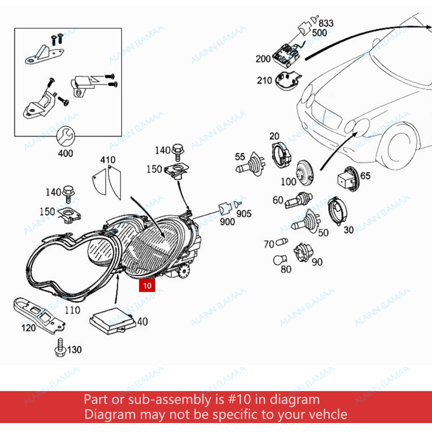 Right Front Headlight Assembly Xenon Bulb o for Mercedes for benz W209 CLK 2002-2005