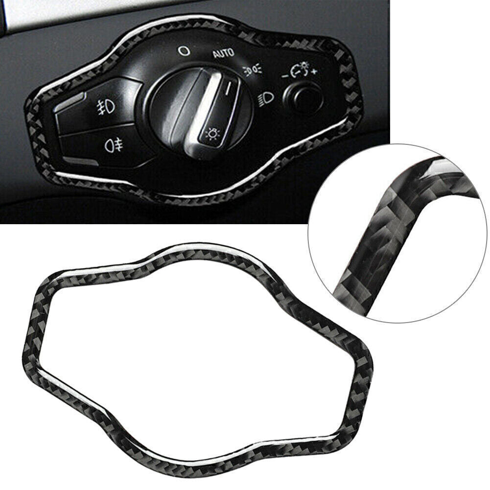 Headlight Switch Sticker Cover Trim Fit for Audi A4 B8 A5 Q5 2009-2016 Carbon Fiber
