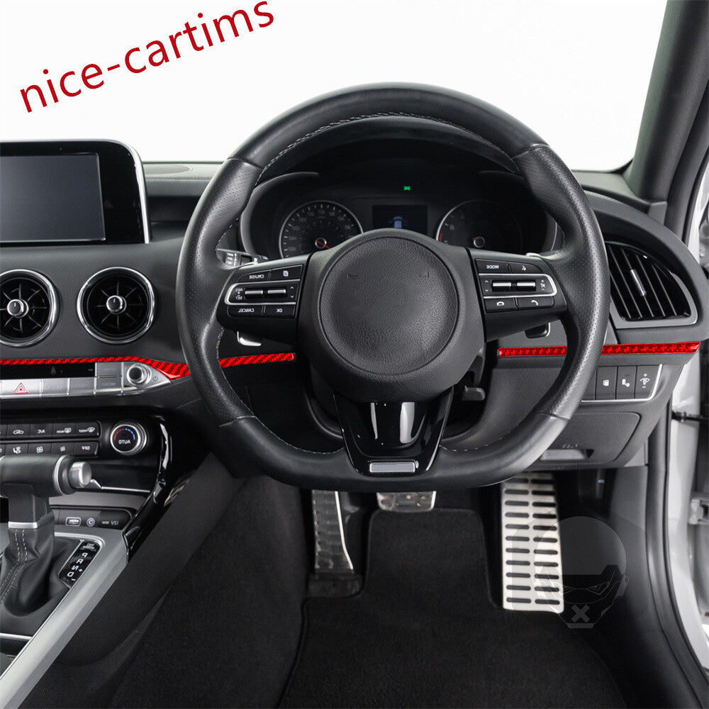 for Kia Stinger 2019+ RHD Center Console Dashboard Strips Panel Cover Red Carbon