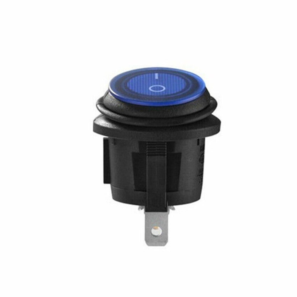 5Pcs 2 Pins ON-OFF Blue LED Round Switch Rocker Waterproof Boat SPST Car