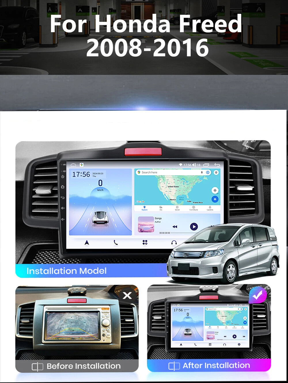 for Honda Freed Spike 2008-2016 Carplay Car Stereo Radio Android GPS Head Unit