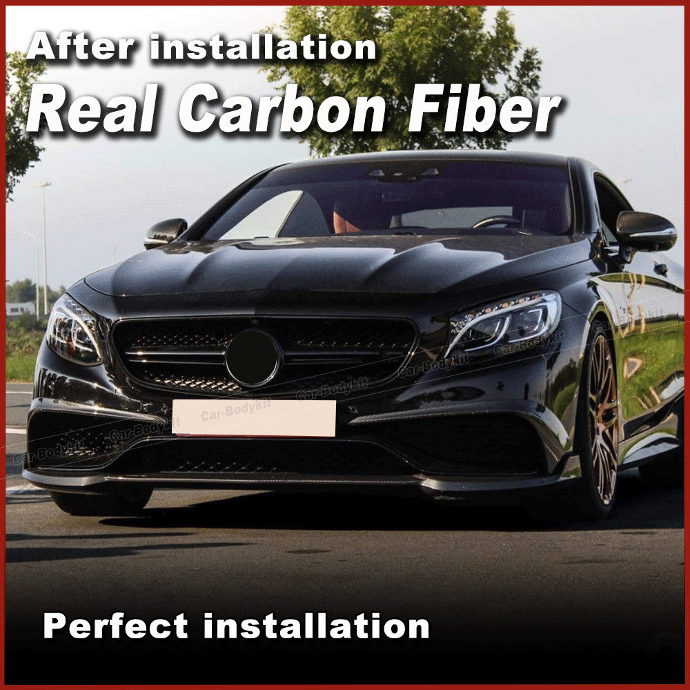 for Benz C217 S500 S550 Coupe 14-17 REAL CARBON Front Bumper Splitters Lip Fins