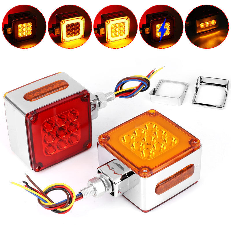 2X 3 Dual Face LED Turn Signal Brake Side Marker Light Truck Trailer Red/Amber