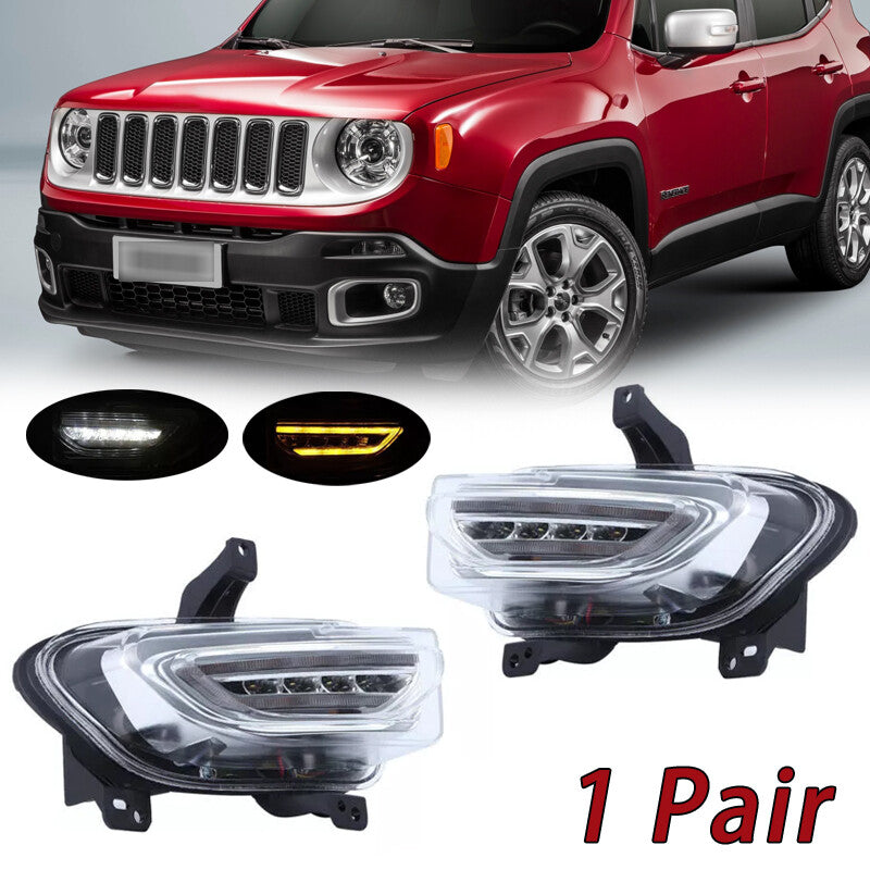 Pair LED Daytime Running Light Fog Light Driving Lamp For 2015-18 for Jeep Renegade