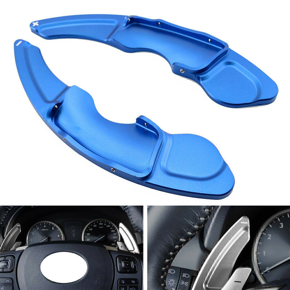 for Lexus RC NX IS Pair Blue Steering Wheel Shift Paddle Shifter Extension Trim