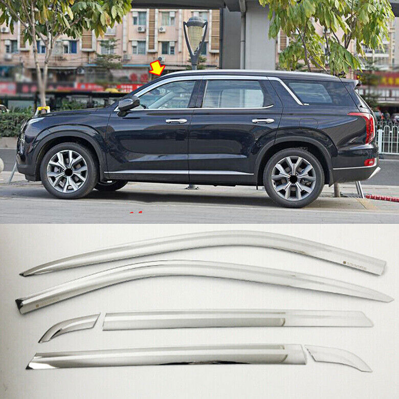 for Hyundai Palisade 2020-2024 silver Window Vent Visor Sun Rain Deflector Guard