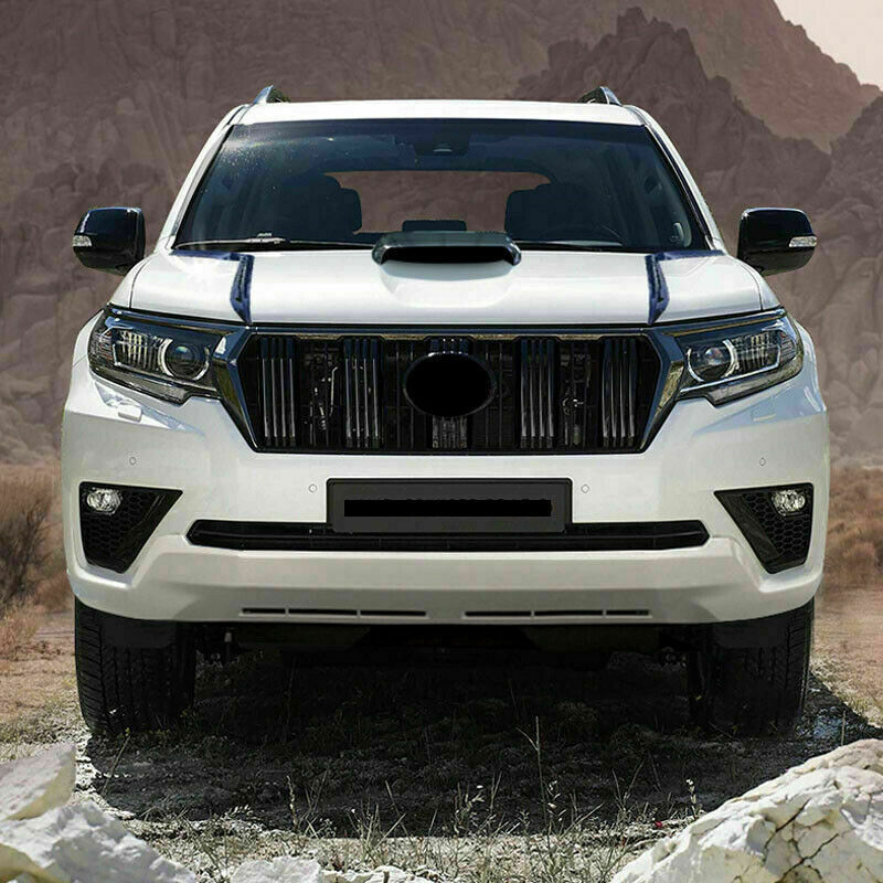 Glossy Black Grille Bumper Center Grill Replace for Toyota Prado FJ150 2018-2021