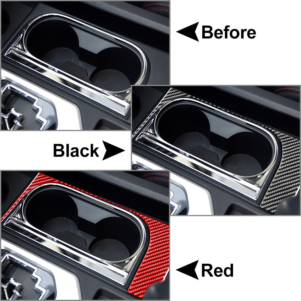LHD Carbon Fiber Center Console Water Cup Holder Cover for Toyota Tundra 2014-21