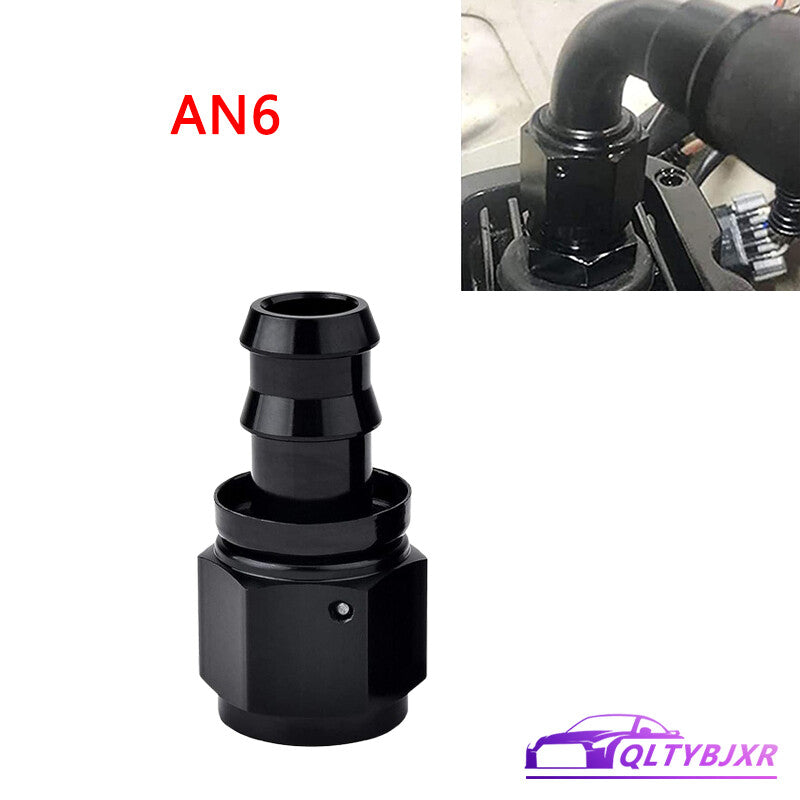 6AN AN6 Straight Push-On Hose End Fittings/Adapters Push Lock Barb Black