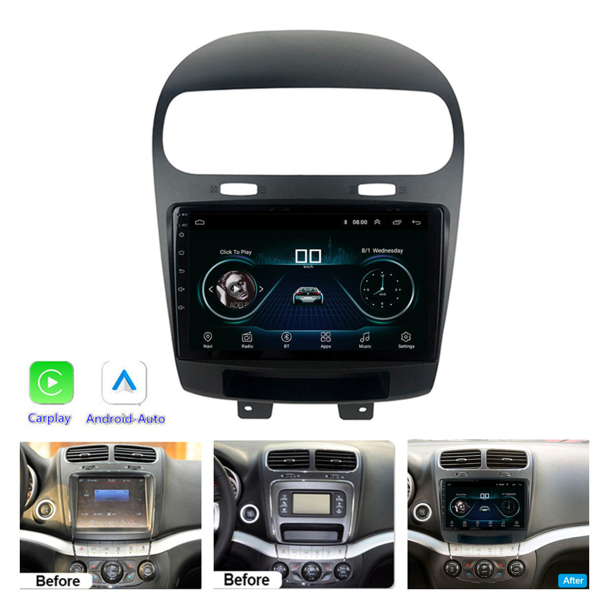 9Android 11 Stereo Radio GPS Nav Head Unit WIFI Carplay For 12-20 for Dodge Journey