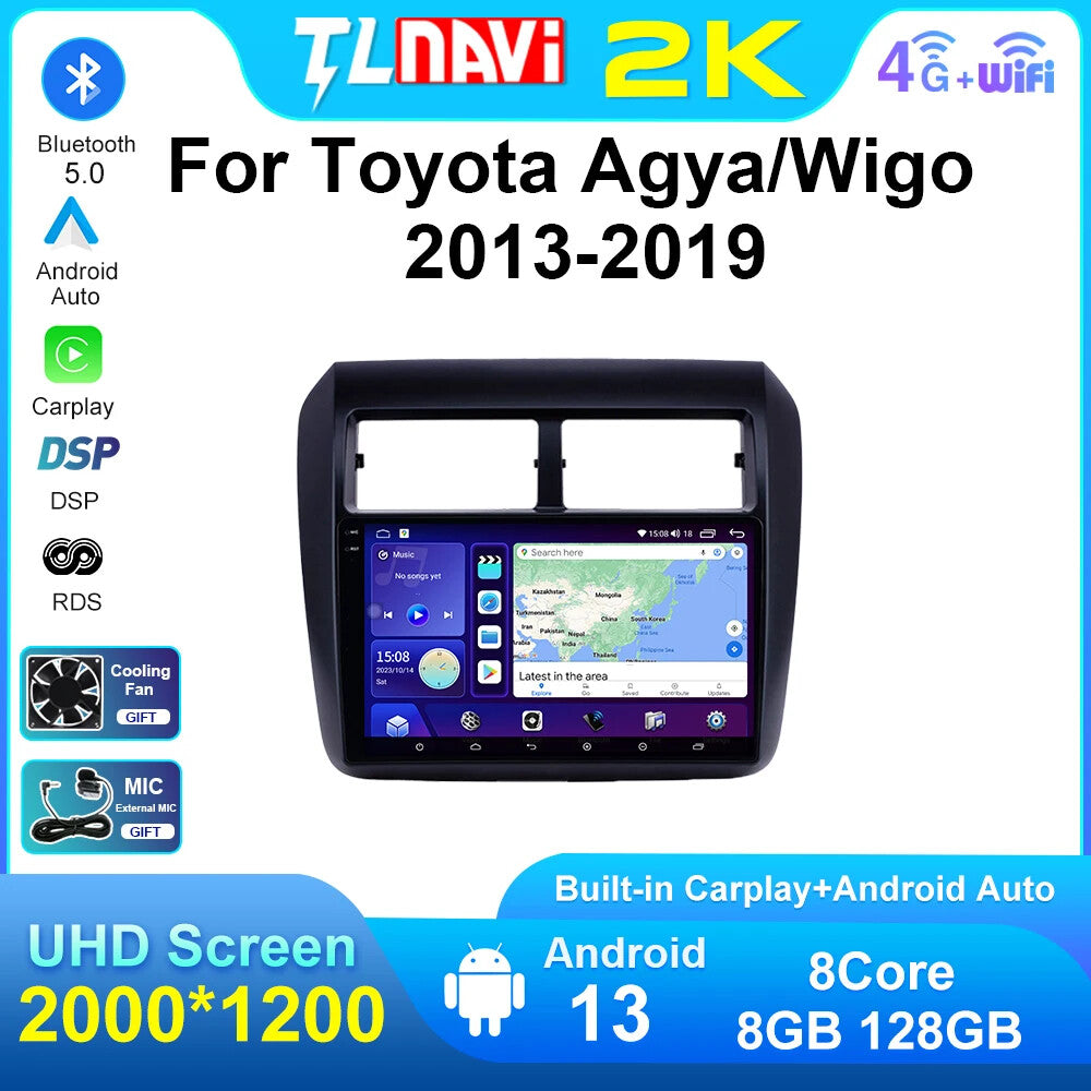 for Toyota AGYA/WIGO 2013-2019 Stereo Android Auto CarPlay Car Radio GPS Screen