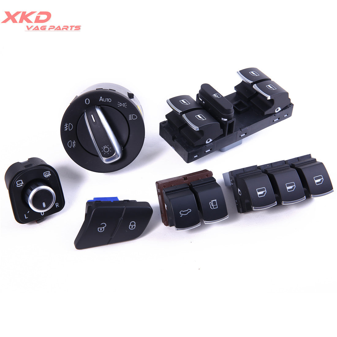8-piece chrome alloy headlight, side mirror, and trunk release switch suitable for Volkswagen for Passat B6 3C R36