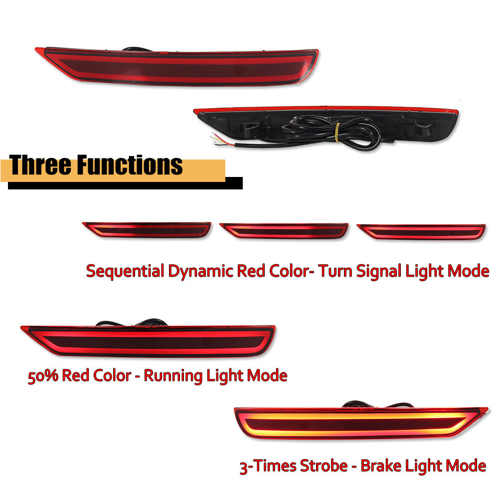 2-Piece Red LED Rear Bumper Reflector Signal Brake Lights for Subaru Forester 2008 - 18
