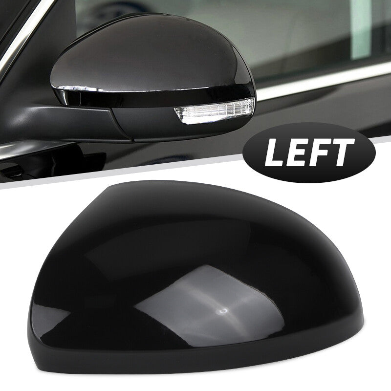 Left Driver Side Door Wing Mirror Cover Cap Glossy Black for VW for Tiguan 2010-2016