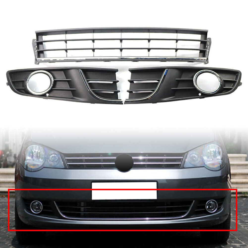 3pcs/Set Front Bumper Grill Grille Fog Light Cover for VW Polo 2011-2013