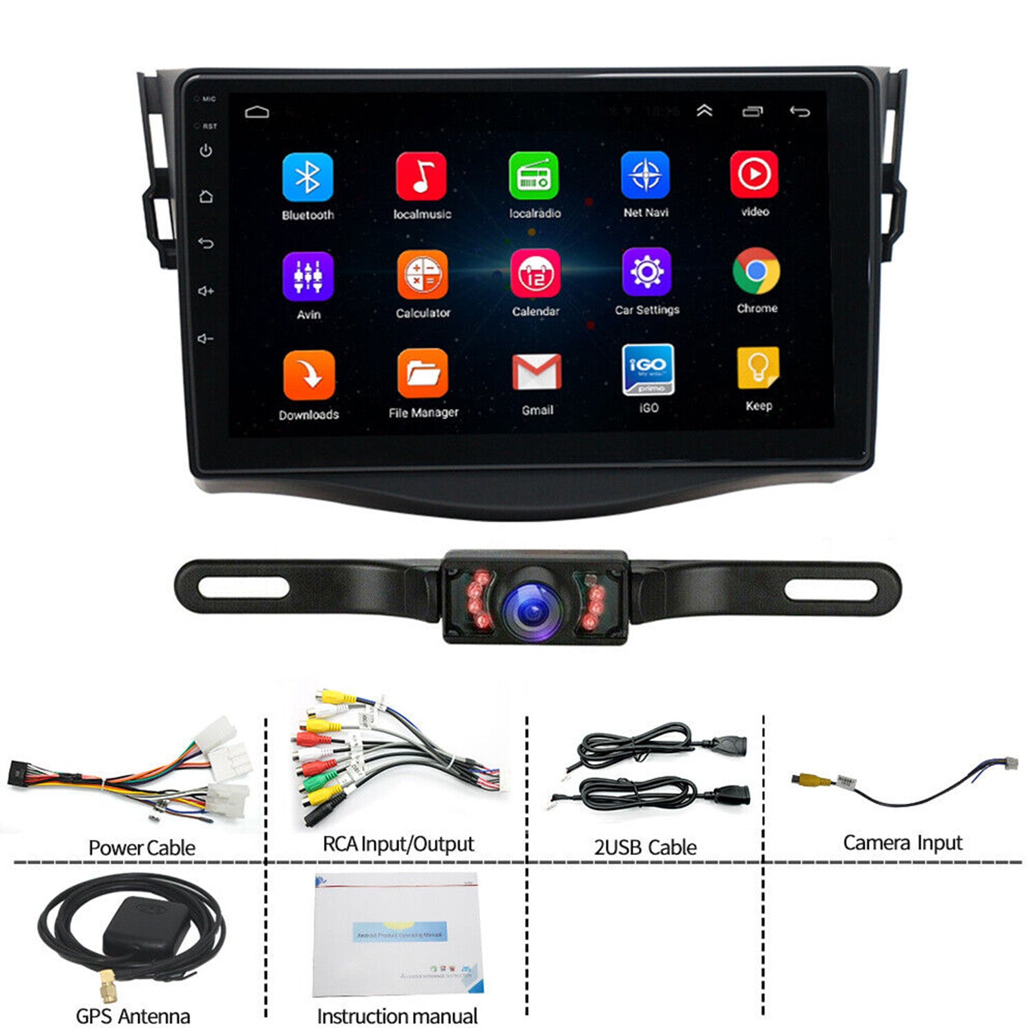 9 Car Radio Stereo Gps Player Auto Carplay Android For 2007-2012 for Toyota Rav4