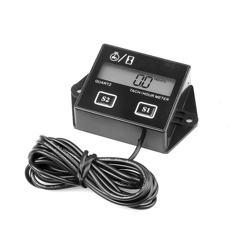 1Pc Motorcycle Digital Engine Tach Hour Meter Tachometer Gauge Inductive Display