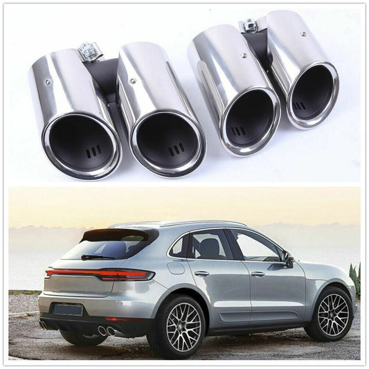 2pcs Silver Steel Exhaust Muffler Pipe For 2019-2023 for Porsche Macan Gts 2.0t Mo