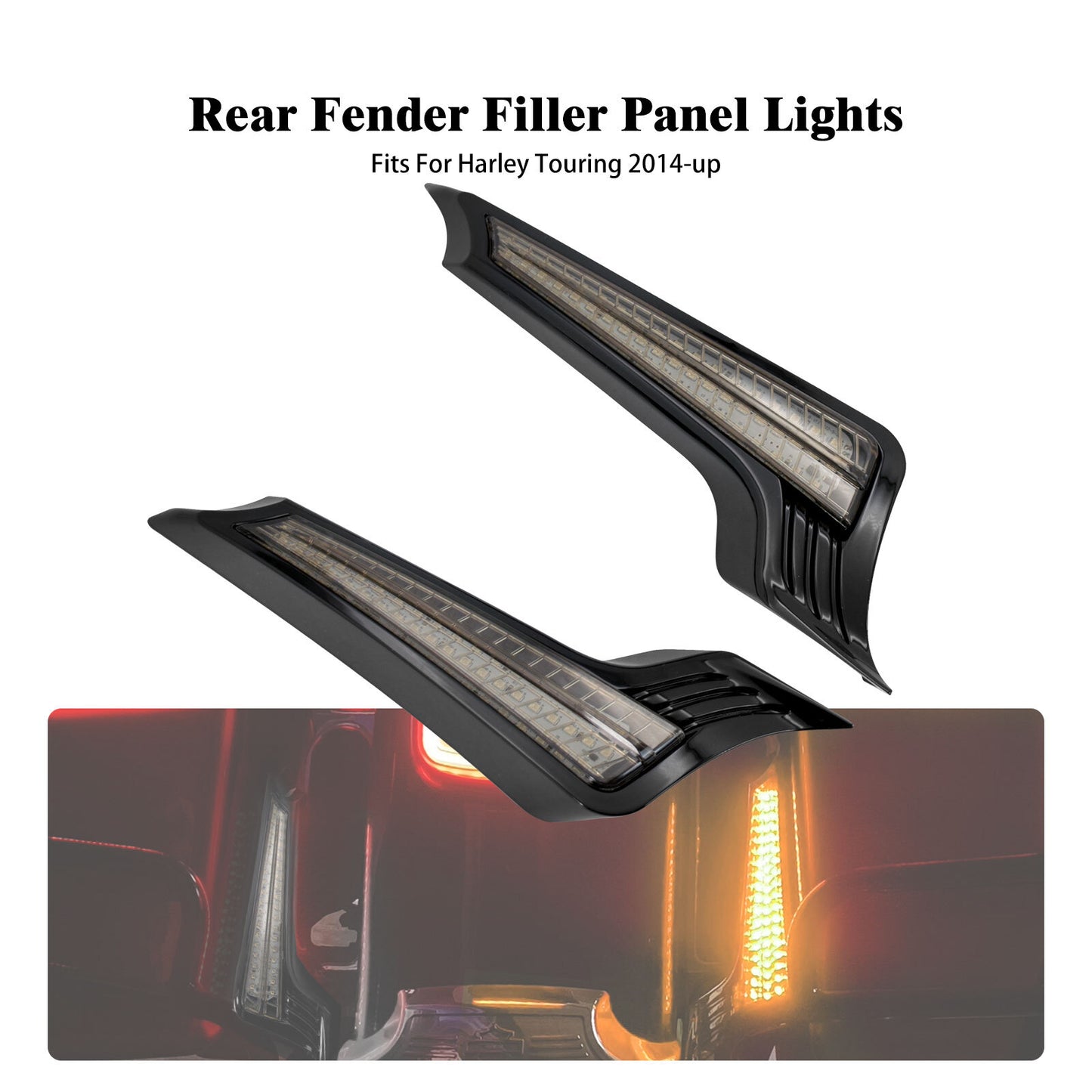 Fender Filler Panel Amber Turn Singal LED Light for Harley Road Street Glide 14+