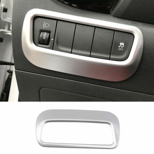 for Hyundai Kona 2018-2021 Matte Silver Headlight Switch Button Frame Cover Trim