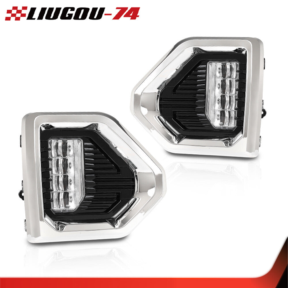 Fog light with wiring and chrome bezel fits 19-21 for GMC for Sierra 1500 Denali LED