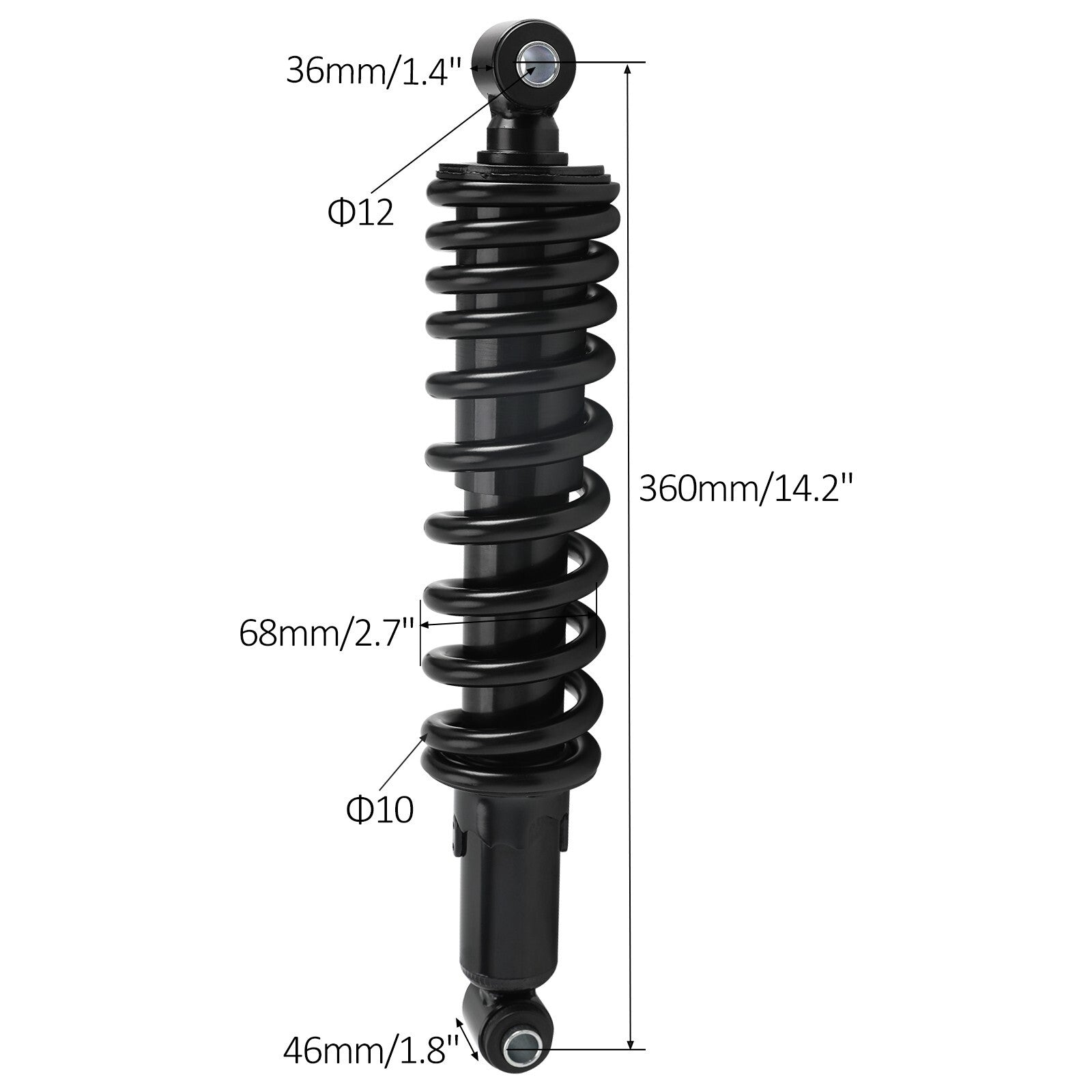 14-inch 360mm rear shock absorber suitable for all-terrain vehicles, 4x4 off-road vehicles, 150cc, 200cc, 250cc, 300cc...
