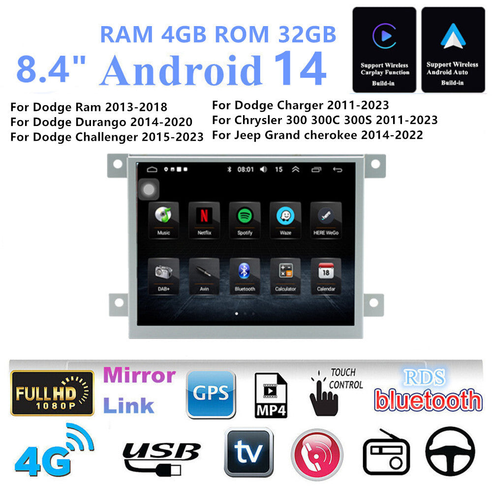 8.4 For 11-23 for Chrysler 300 for Dodge for Charger Carplay Stereo Radio GPS Nav Head Unit