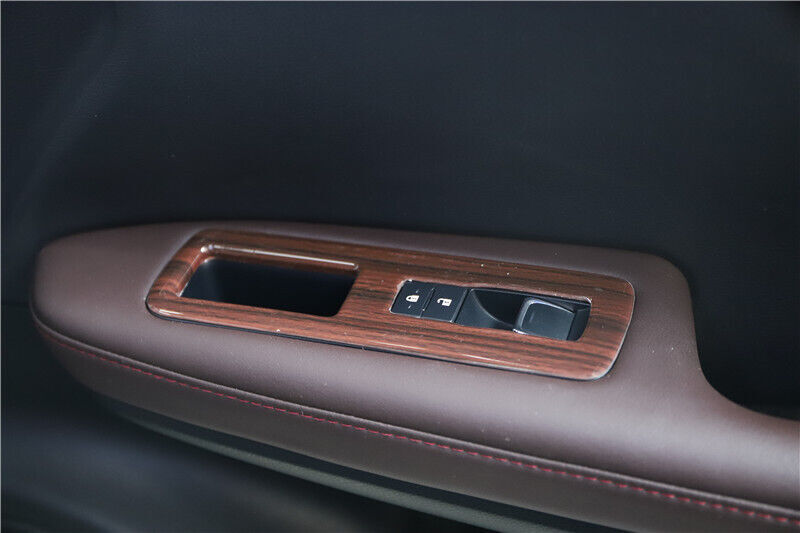 Glass Window Lifting Lock Panel Trim Interior 4PCS for Lexus RX 2016-20 Red Wood