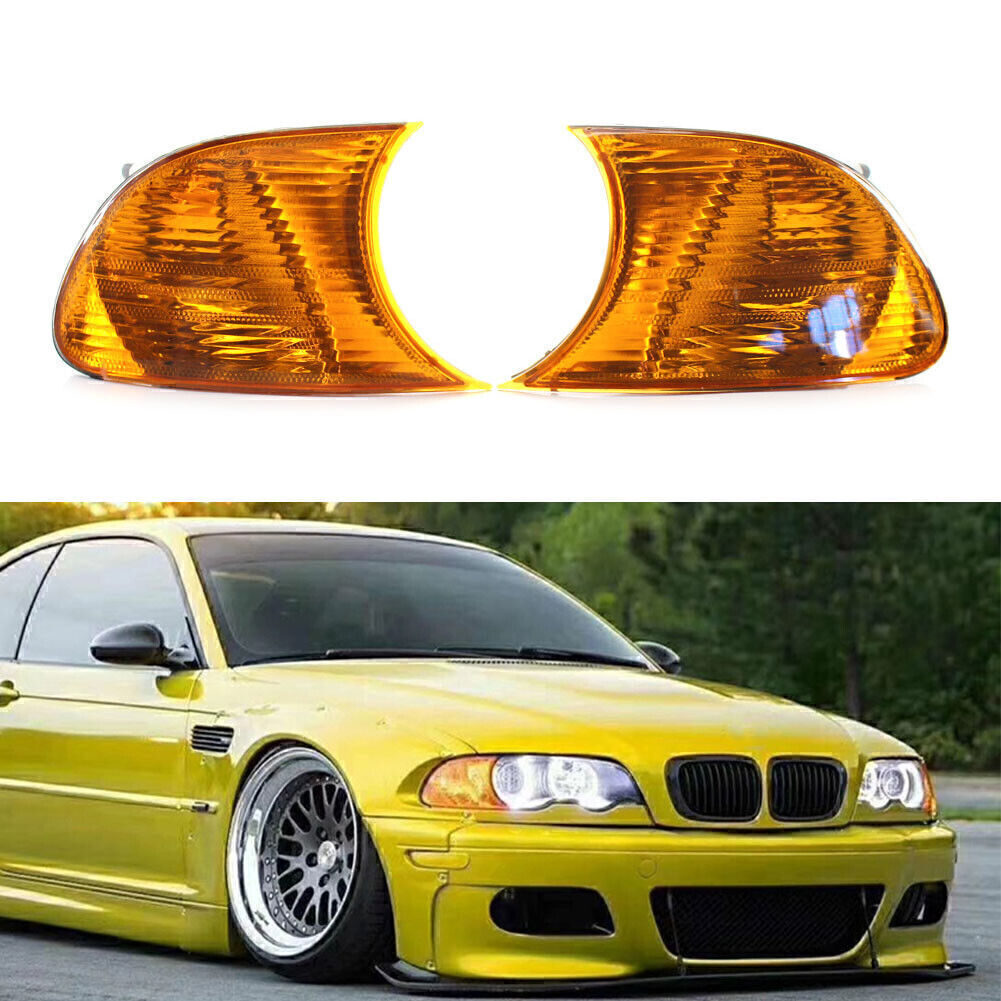 Front Turn Signal Light w/ Yellow Lens Right Left Fit for BMW E46 3-Series 2DR 00-01