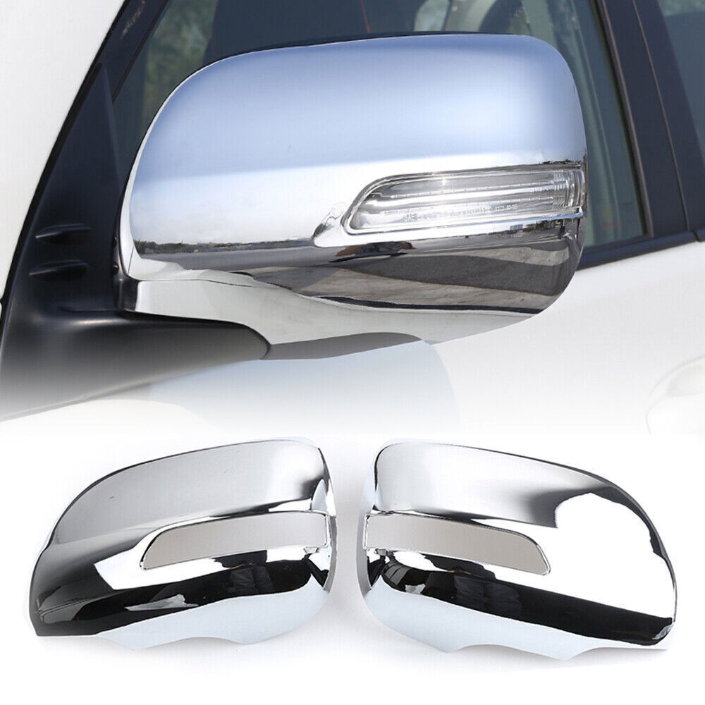 2X Chrome Rearview Door Side Mirror Cover Trim for Toyota for Land Cruiser 2013-2015
