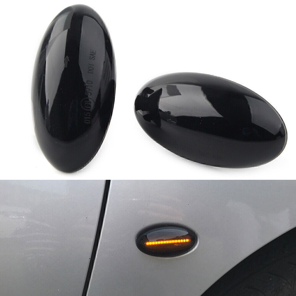 LED Dynamic Signal Side Marker Light for Peugeot 307 206 607 407 107 Black 2PCS