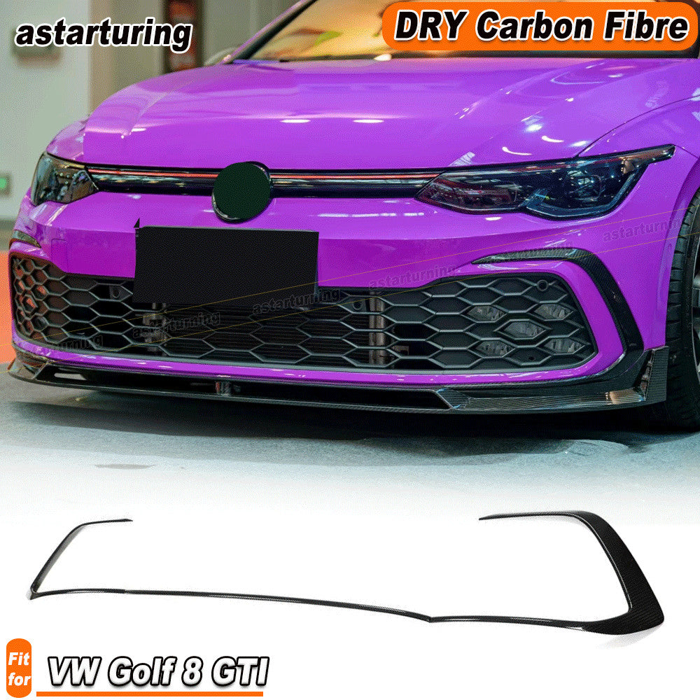 for VW for Golf 8 GTI 2021-23 Dry Carbon Front Bumper Splitters Air Vent Fins Trims