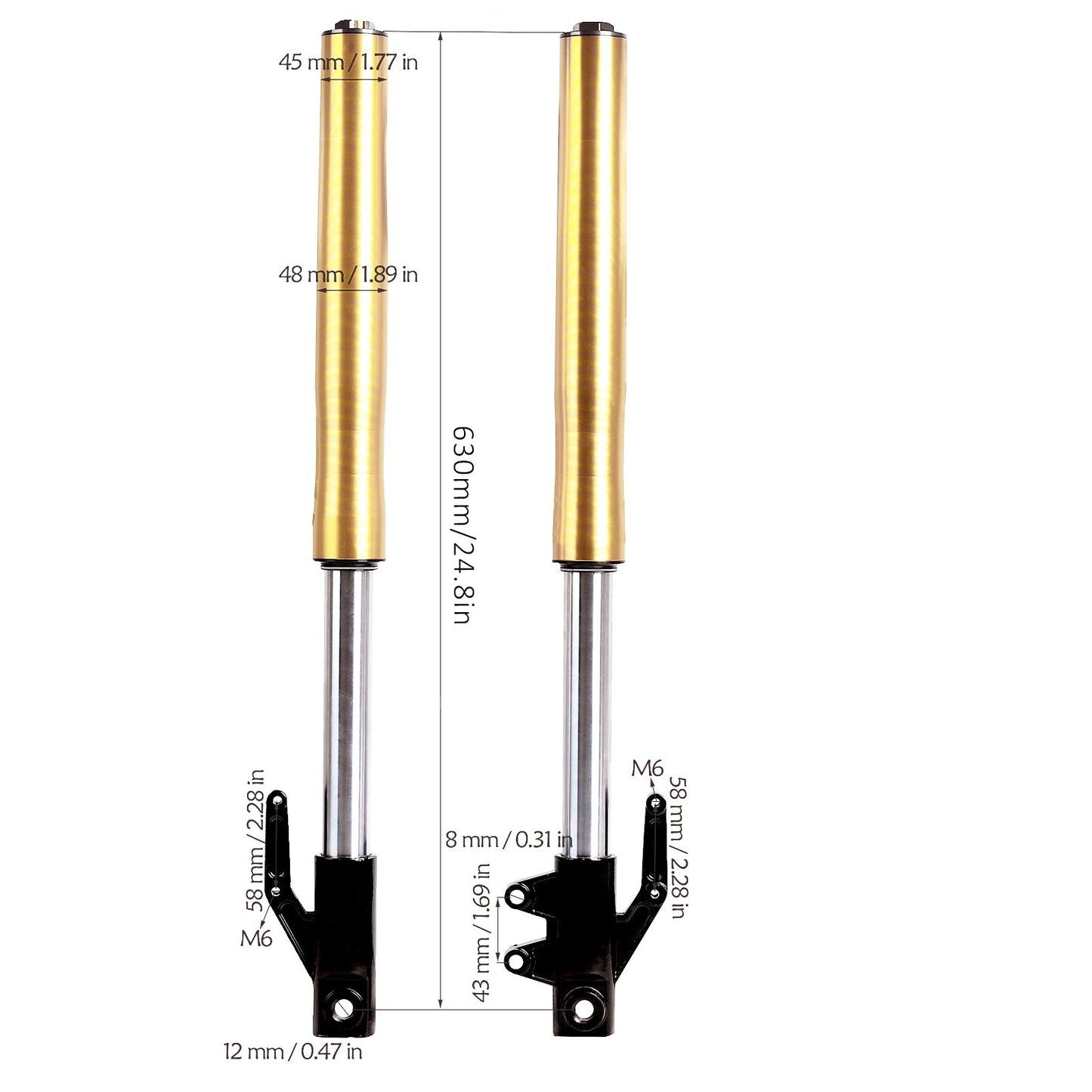 630mm 45/48mm Shock Pit Dirt Bike for Mini Off-Road Razor CRF50 70 Apollo